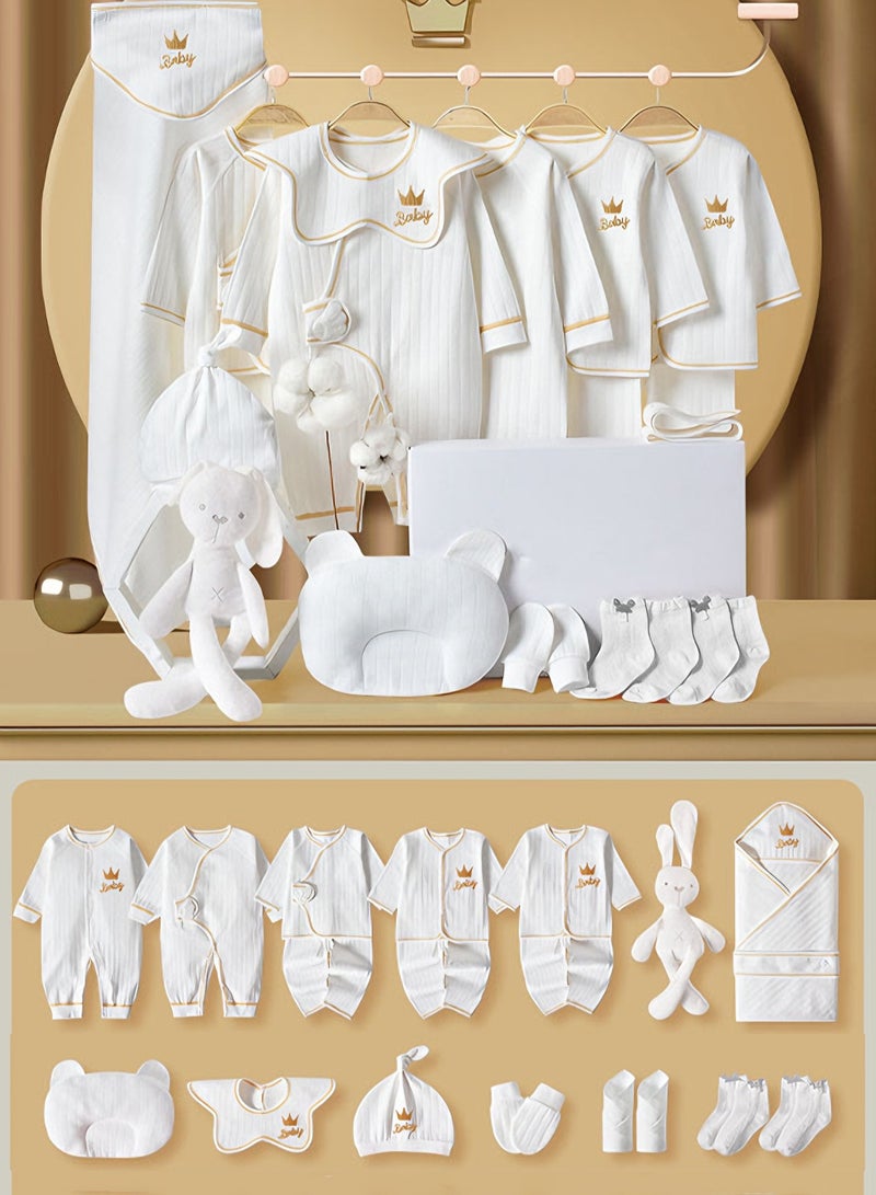 Sunbath 22PCS Newborn Baby Gifts Set, Newborn Layette Gift Set for Boys and Girls, Baby Clothes Set Essentials with Soothing Doll, 100% Premium Cotton , Perfect Gift Box for Spring Summer Autumn Winter - Image 1